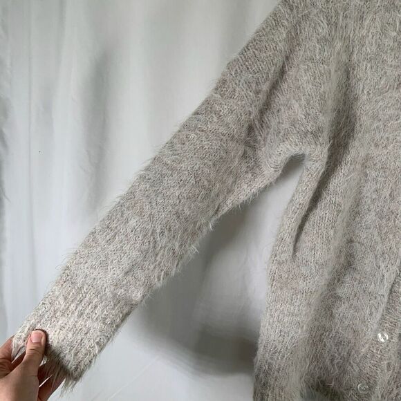 Leith Alpaca Blend Cardigan Women's Medium Grey Soft Button Front Long Sleeve - Picture 4 of 6